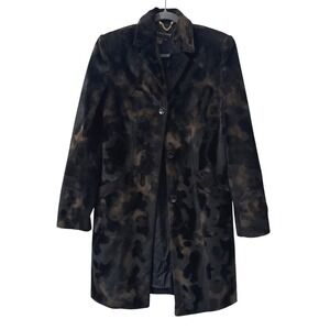 VTG Classiques Entier Faux Fur Peacoat XS Black Brown Mobwife Maximalist‎ Chic